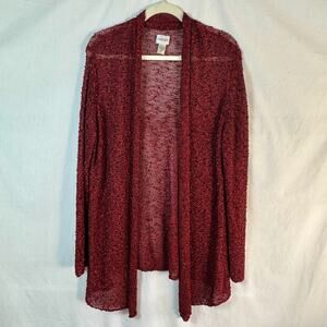 Chicos Red & Black Sweater Cardigan, Chicos Size 2, Large L , Business, Travel,